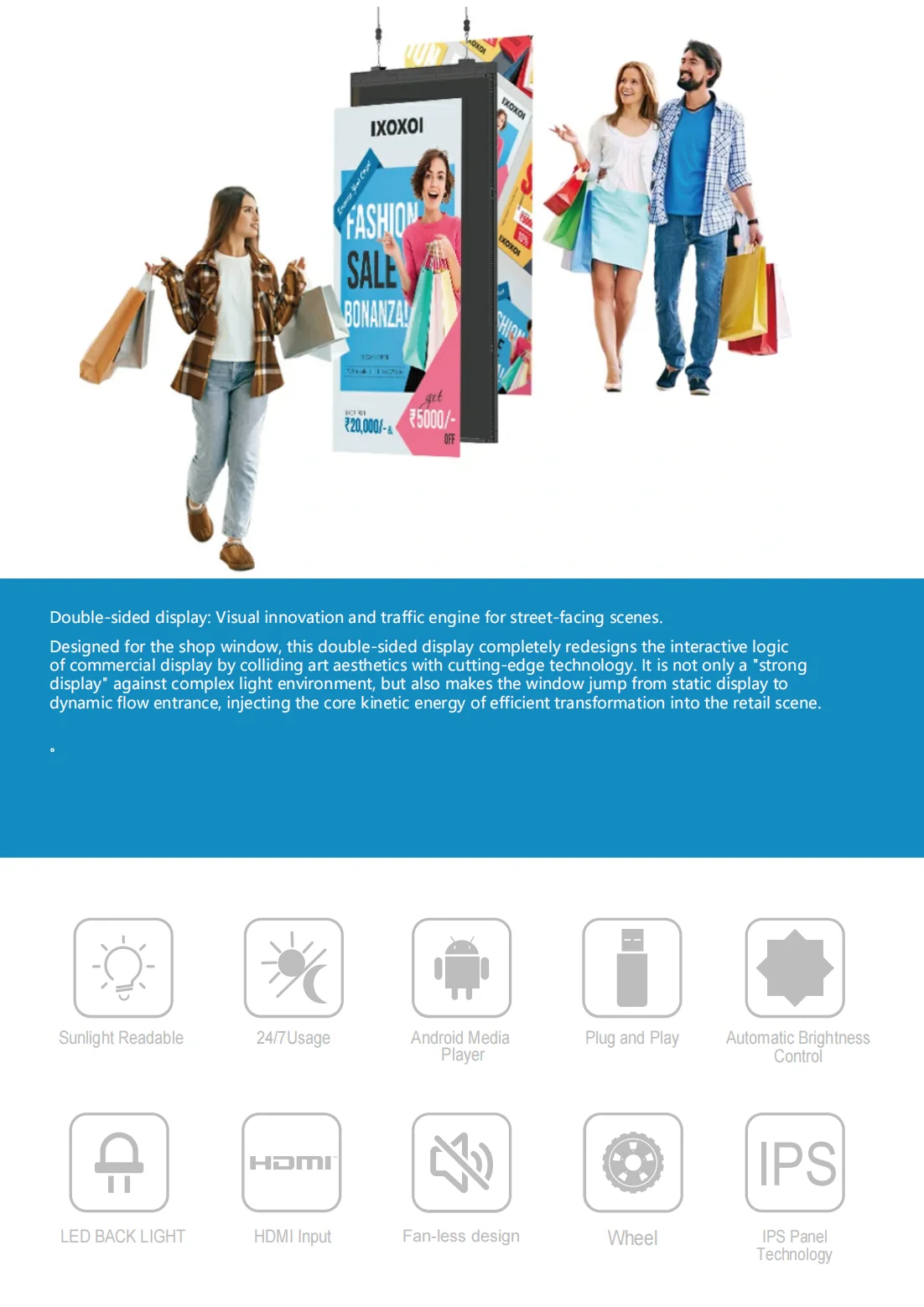 product lcd display 32 75 inch 2k4k  high brightness double sided shop window display  for shopping malls and retail stores customizable-2