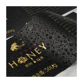 Factory direct custom waterproof  heat and oil resistant logo hot stamping honey packaging bottle label stickers