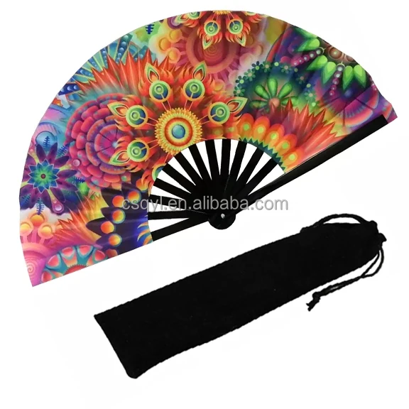 33cm Single Side Fabric Custom Printed Kung Fu Fan Folding Large Chinese Hand Fan