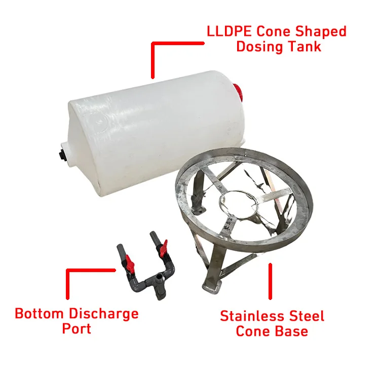 Hot Selling 100L LLDPE Cone Shaped Dosing Tank for Mixing Machine in Water Treatment