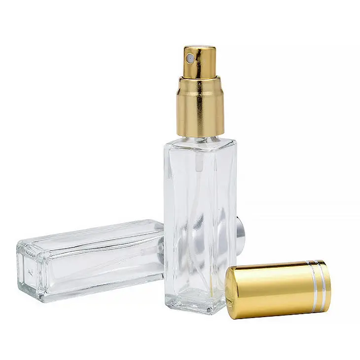 Customized 4ml 8ml Square Refillable Mini Sample Test Empty Glass Perfume Bottle with Spray Atomizer