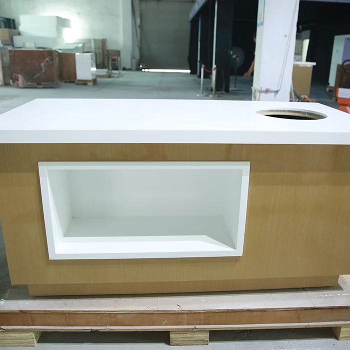 Corian Solid Surface Wood Material Commercial Hotel Salad Buffet Restaurant Food Counter