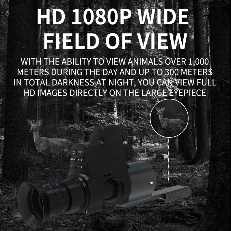 OLED Screen IPX5 Waterproof 1080P Camera Recording 300M Infrared Night Vision Thermal Scope for Hunting