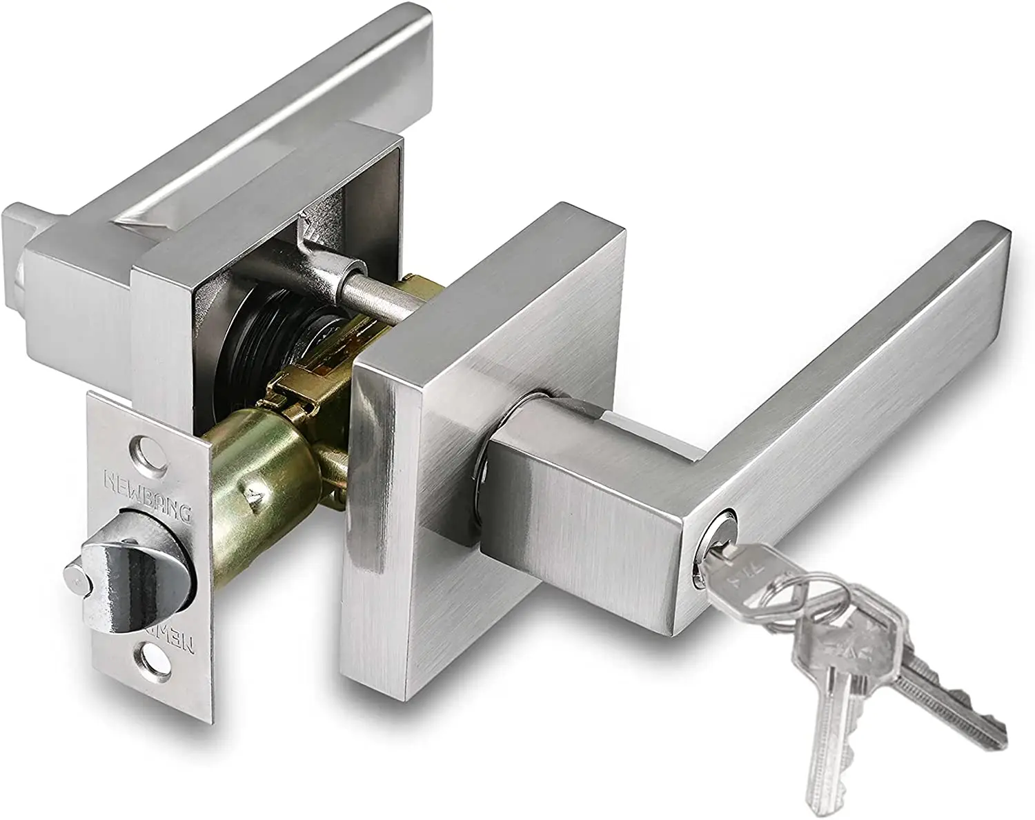 Zinc Alloy Tubular Door Handle with Key Lock and Keys for Wooden Doors