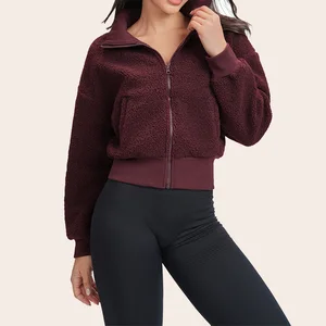 Women's Winter Breathable Fleece Yoga Jacket-Warm Outdoor Running Fitness Zipper Workout Sports Coat with Thermal Insulation