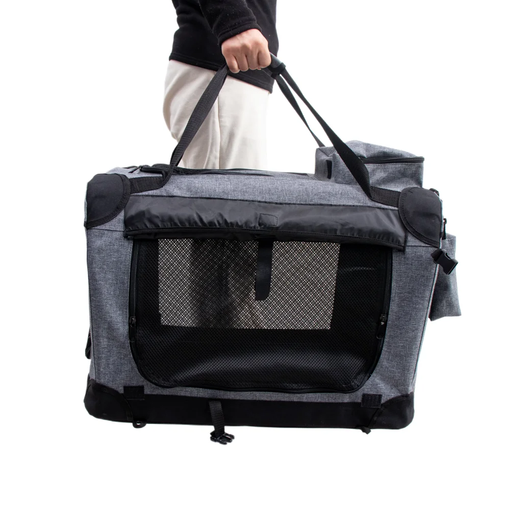 Wholesale Custom 4door Heavy Duty Folding Soft Dog Crate With Curtains