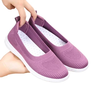 2026 Summer Casual Flat Bottomed Soft Soled Cloth Shoes New Breathable Light Weight Slip-On with Rubber Insole