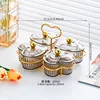 Porte-assiette en forme de cœur à 4 compartiments en frêne avec perles dorées