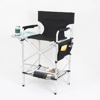 Folding Tall Aluminium Custom Director Chair Portable Artist Makeup Chair with Side Table and Storage Bag