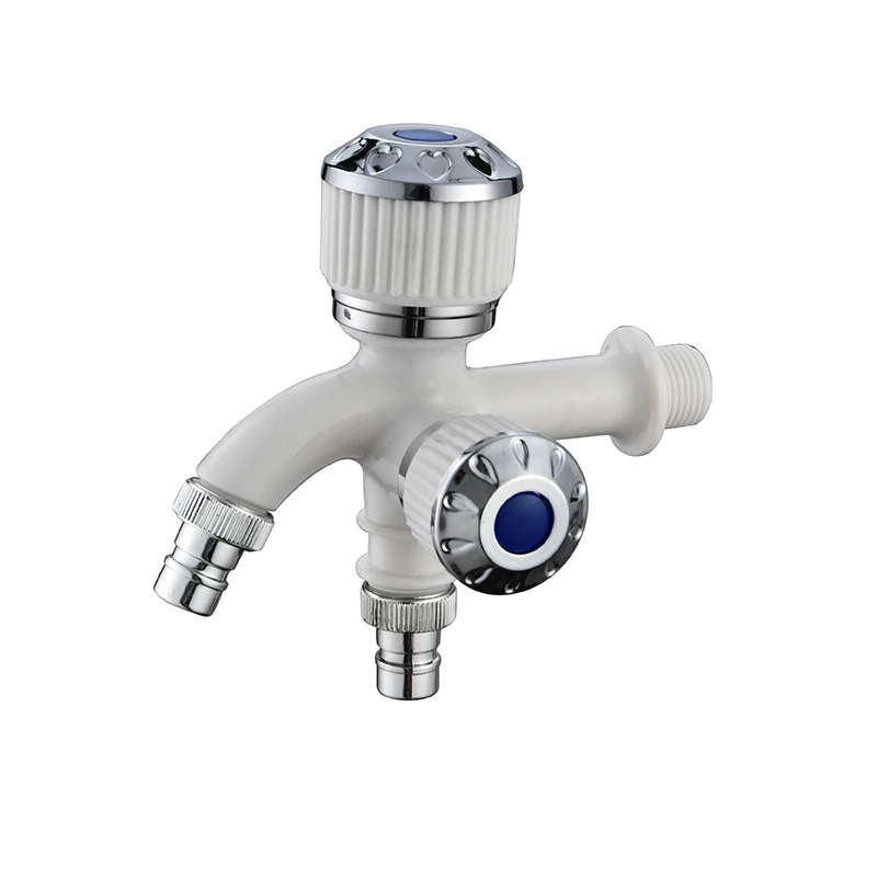 Modern Dual Tap Water Faucet for Washing Machine One in Two out Plastic Mop Pool Balcony Bathroom Multifunctional Design