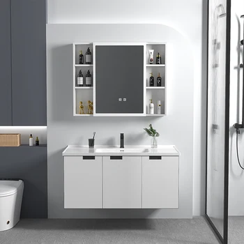Factory price bathroom vanity with mirror cabinet set 60cm aluminum white and grey cabinet