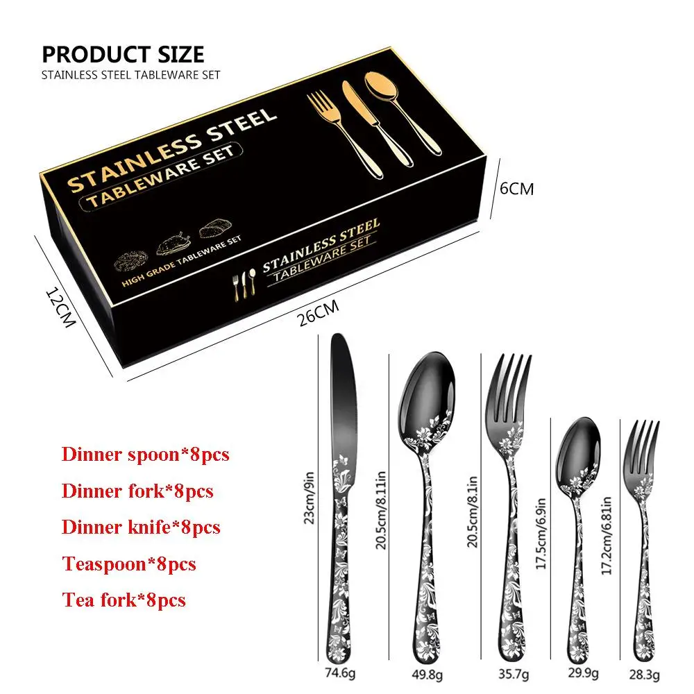 Stainless Steel 40 Piece Silverware Set With Gift Box Luxury Pattern