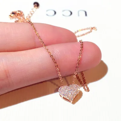 Fashion Women Rhinestone Heart Crystal Silver Plated Chain Pendant Necklace Hot