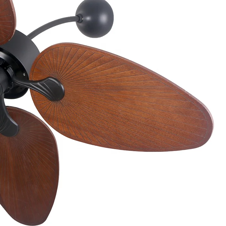 52-Inch Modern Solid Wood Rattan Wall Mount Ceiling Fan Customized AC/DC Motor with Remote Control for Home or Hotel Use