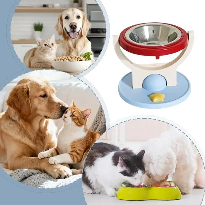 Hot Pet Heighten Pet Bowl for Cats and Dogs Adjustable Elevated Cat Food and Water Bowl Holder Feeder