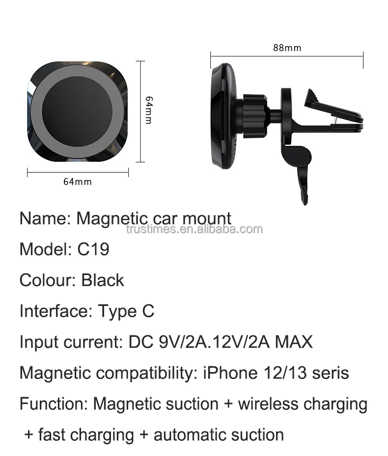 Trending Wireless Fast Charger 15w Car Phone Holder Charging For Iphone