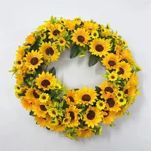 Spring Sunflower Flower Crown Wreath Making Supplies OEM Yellow Large Flower Floral Wreath For Home Wedding Decor Door