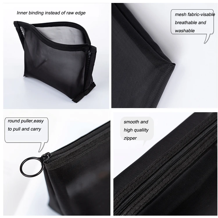 Oem Wholesale Mesh Makeup Bag Cosmetic Wash Bag Zipper Travel Toiletry