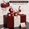 Red flower-one teapot with 4 cups