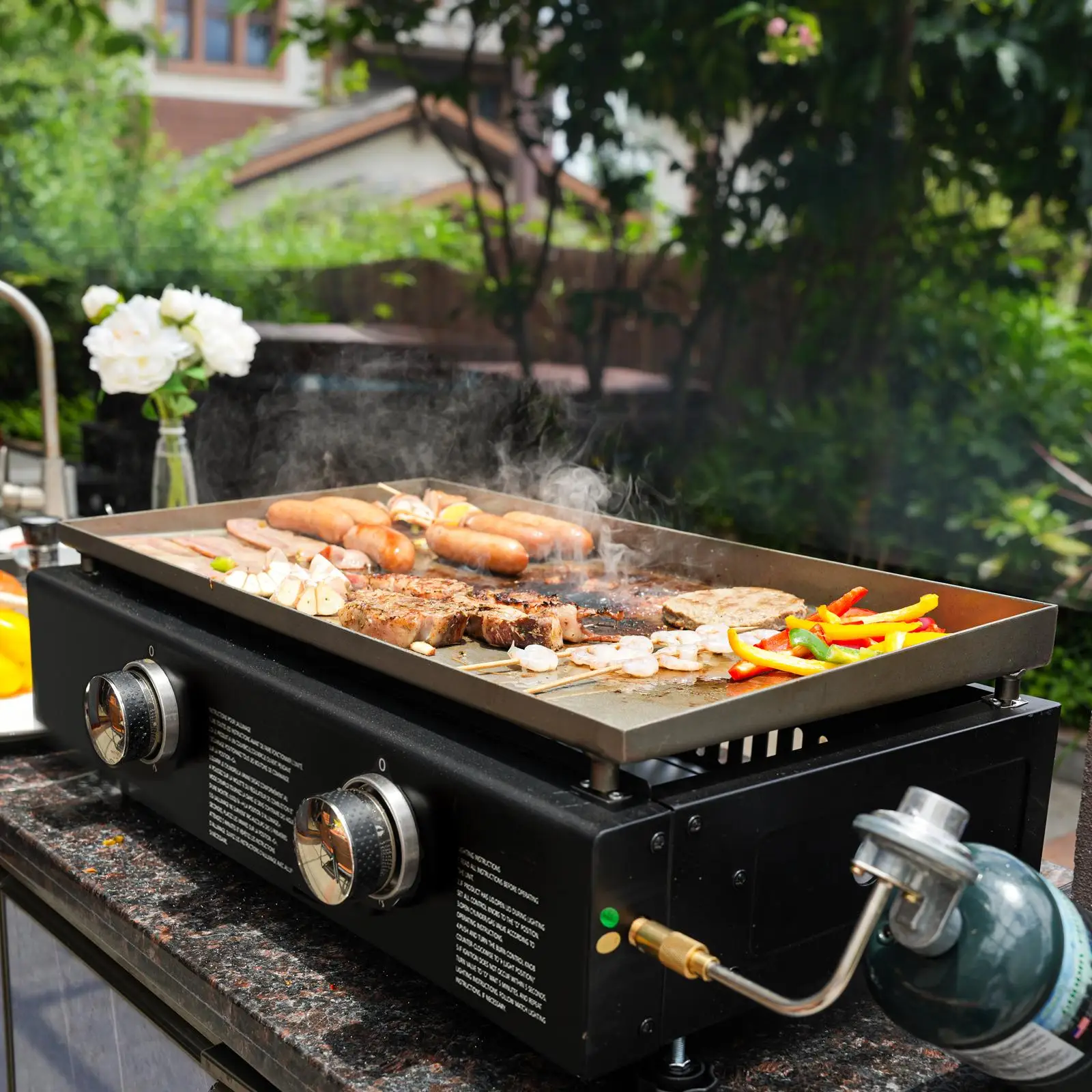 Table Top Portable Gas Griddle With Lid Miire Burners Gas Griddle