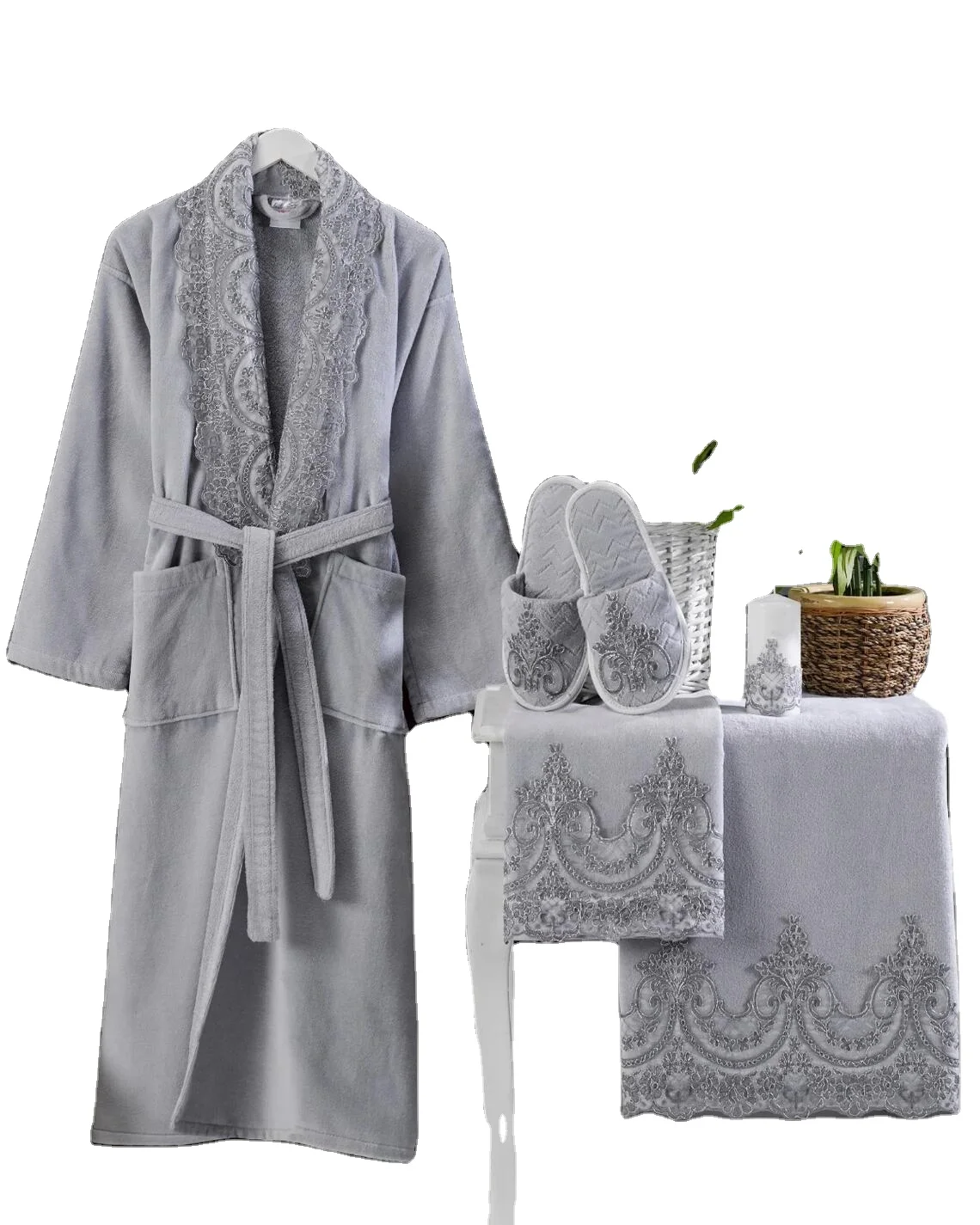 Wholesale Custom Family Bathrobe Set 6 PCS with Bathrobe Hand Towel Bath Towel for Family Gift Couple Gift  Houswarmings Gift