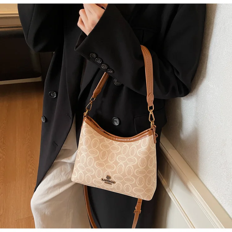 New European-American Vintage Women’s Underarm Shoulder Crossbody Tote Bag Two Straps Zipper PU Lining High-grade Texture
