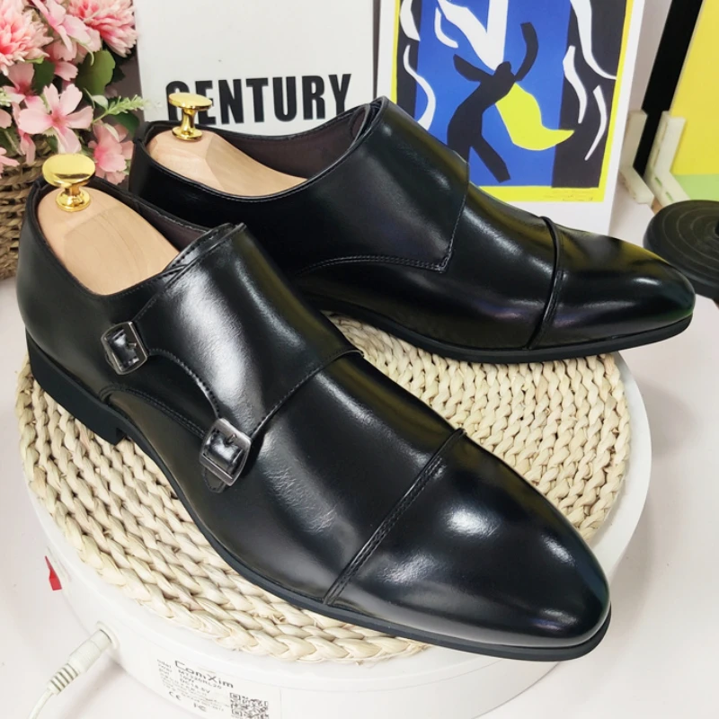 Point Toe Plus Size Casual Oxford Slip on Wedding Formal Men Monk Strap Dress Shoes