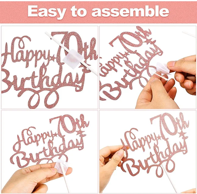 Decorazione per 70° compleanno, per donne e uomini, 17 pezzi, colore nero, oro, decorazione da tavolo a nido d'ape, centrotavola e decorazione per