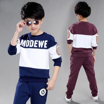 Wholesale Custom Kids Clothes Autumn Boy Casual Suits Boys Clothes Long Sleeve Kids Printing Pullover Two Piece Set