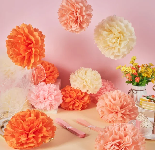 First Birthday Party Wedding Decorations Paper Fan Honeycomb Ball Pom Poms Flowers Lanterns