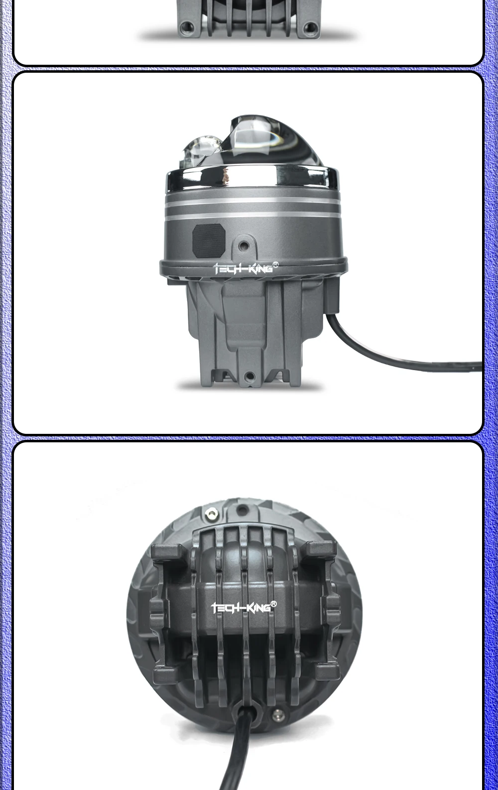 TECH-KING Custom 3.0 Inch Dual Beam Led Fog Lamp 12v 45w 70W 6000K Waterproof Universal Car Laser Fog Light 6000k Color Lens