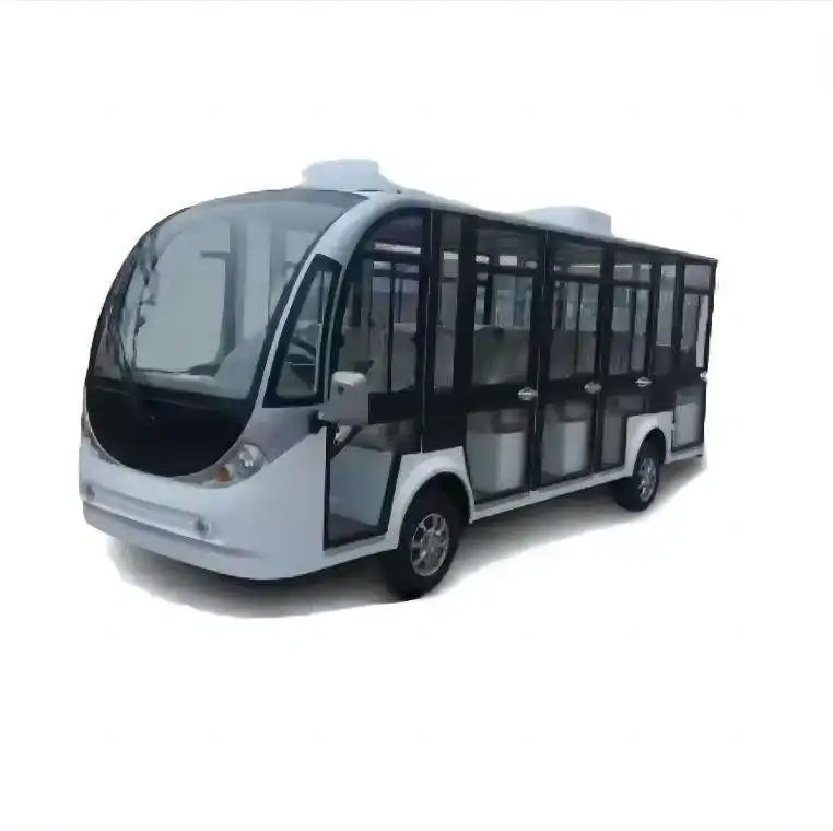 Empowering Solutions Solar/Battery Electric Sightseeing Bus & Car 14 Seater Closed Shuttle Bus for Hospital/Zoo/Night Tour Mini Bus