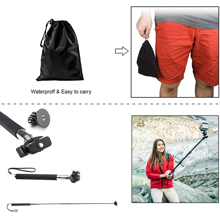 Аксессуары для экшн-камеры 12 в 1 для XIAOMI YI 4K + Eken H9R H8R Gopro7