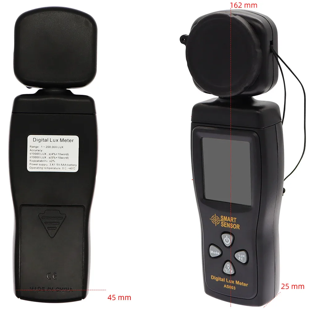 Misuratore Di Luminosità AS803 - Luxmetro Digitale 1-200000 Lux Con Termometro - Per Interni, Esterni E Fari Auto - Foto 8