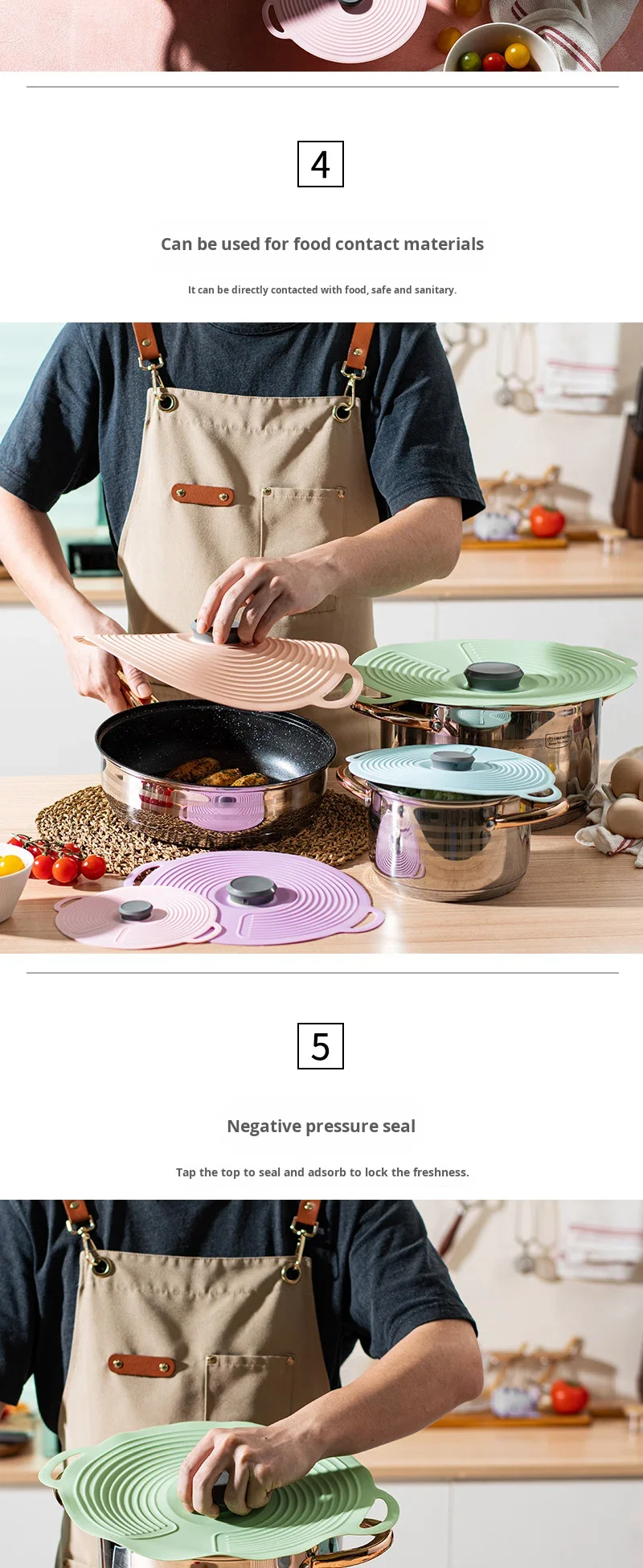 Antibacterial Silicone Cover Reusable Stretch Lids for Food Caps Universal Silicone Bowl Pot Lid Cover Pan Sealed Cookware Parts details