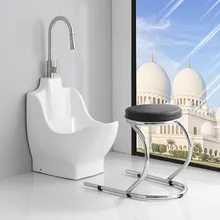 Xiaojing Wudu Ceramic Wash Basin with Stool Function Full Hand Washing Face Foot Weekly Supplies Integrated