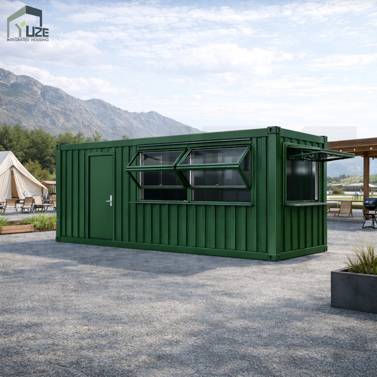 Commercial Design Prefab Barbecue House 20FT Modular Shipping Container Shop with Kitchen for Outdoor Catering