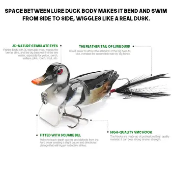 CHEERY 70mm 10g Top Water Duck Hard Minnows Segmented Swimbait Bass Fishing Lure Crank Bait Jointed Lures – Soft Lure – view 5