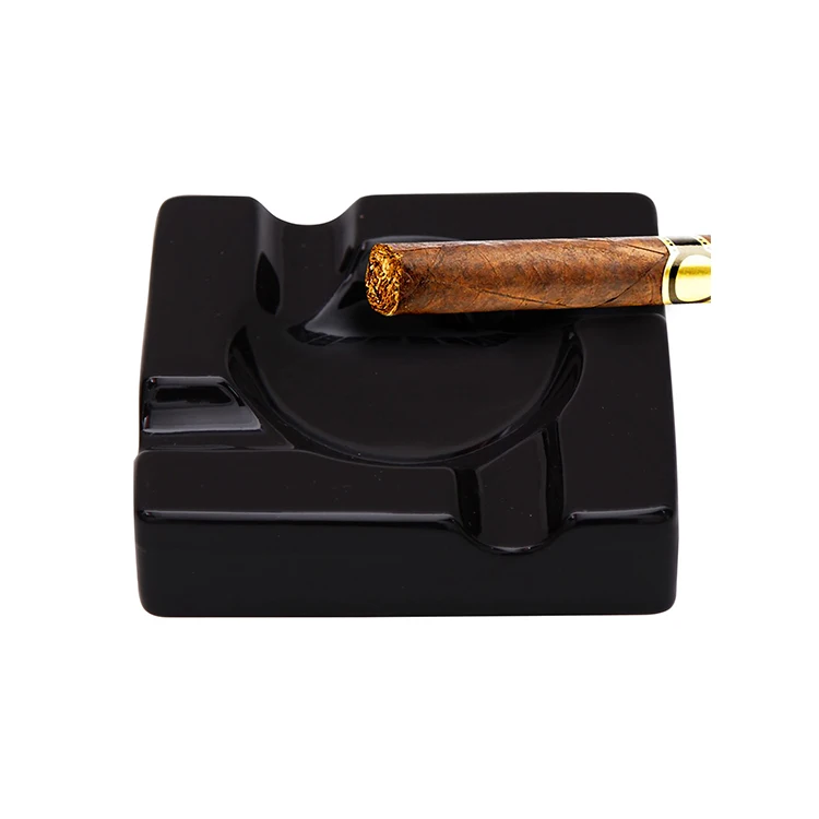 High Quality Custom Black Easily Clean Ceramic Cigar Ashtray Outdoor