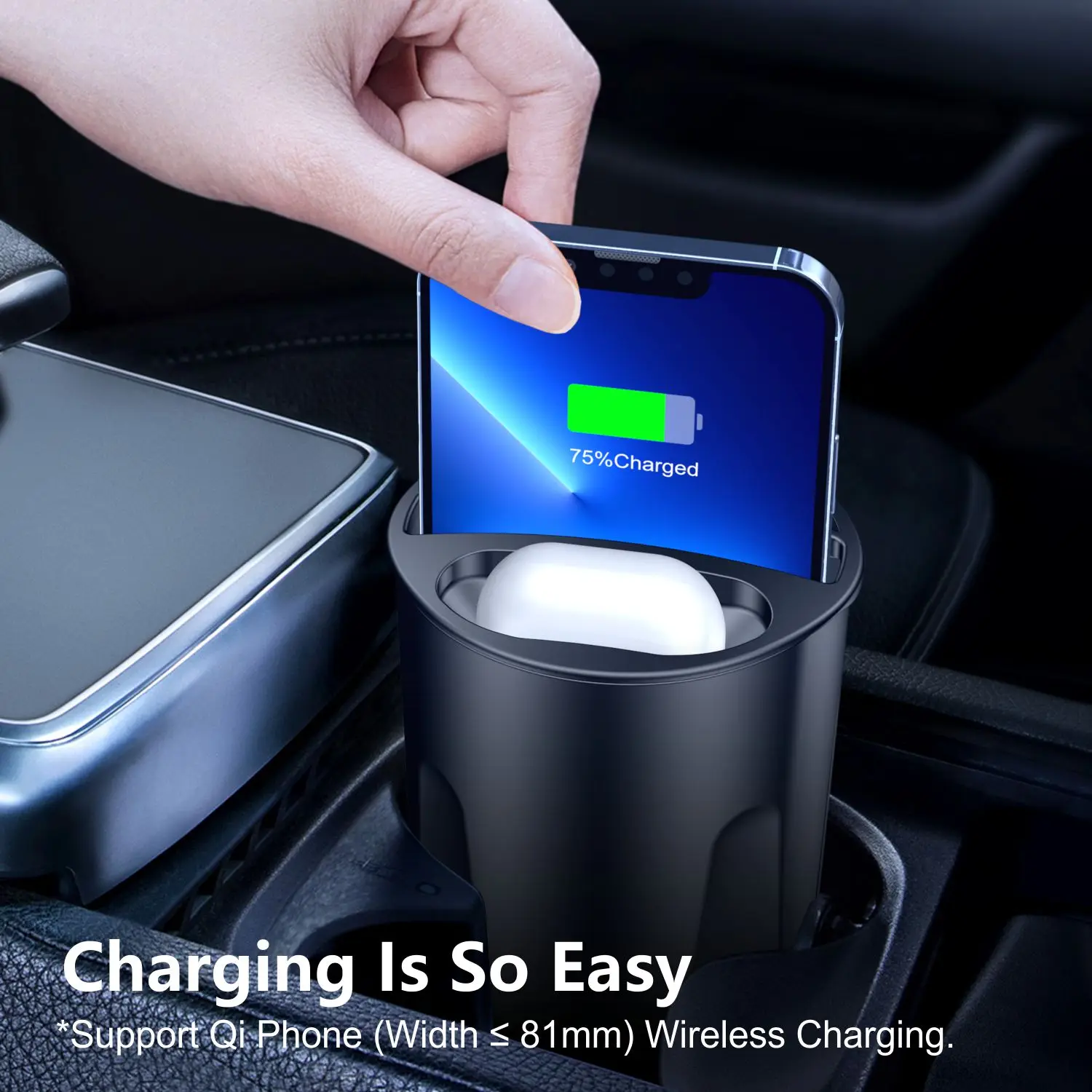 in 15W Car Charger Dock for Cup Holder Wireless Charging for iPhone 14  13 12 for Samsung S22 S21 Portable Phone Chargers
