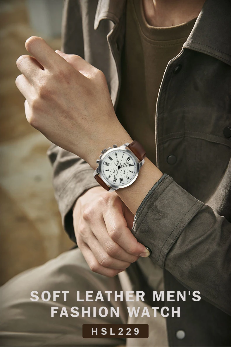 Wholesale Customizable Watches High Quality Leather Straps Men's Quartz