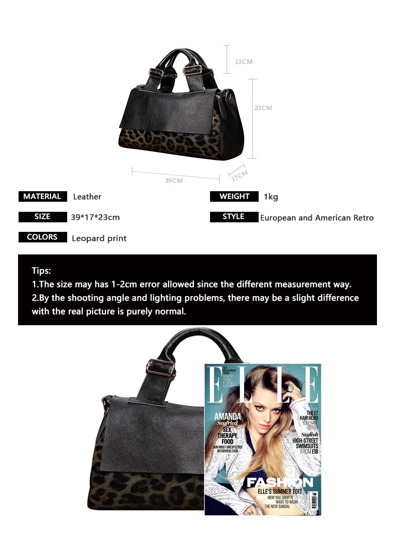 Westal Fashion Large Capacity Leather Bags Women Handbags Leopard Print ...