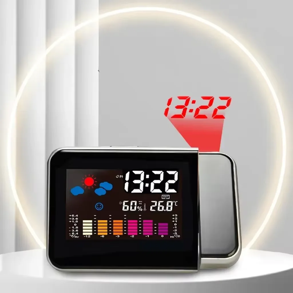 Multifunctional LCD Projection Color Screen Electronic Alarm Projection Weather Clock