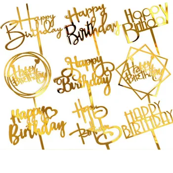 Beautiful Gold Style Acrylic Cake Topper Geometry Round Letter Cake ...