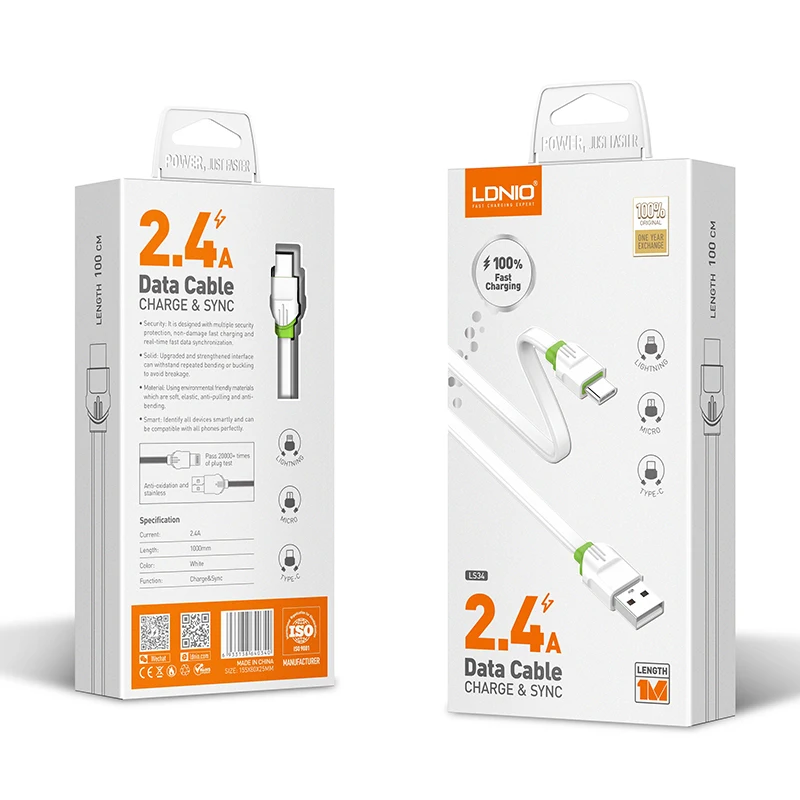 Кабель для быстрой зарядки LDNIO LS34/LS35 Micro USB Type C