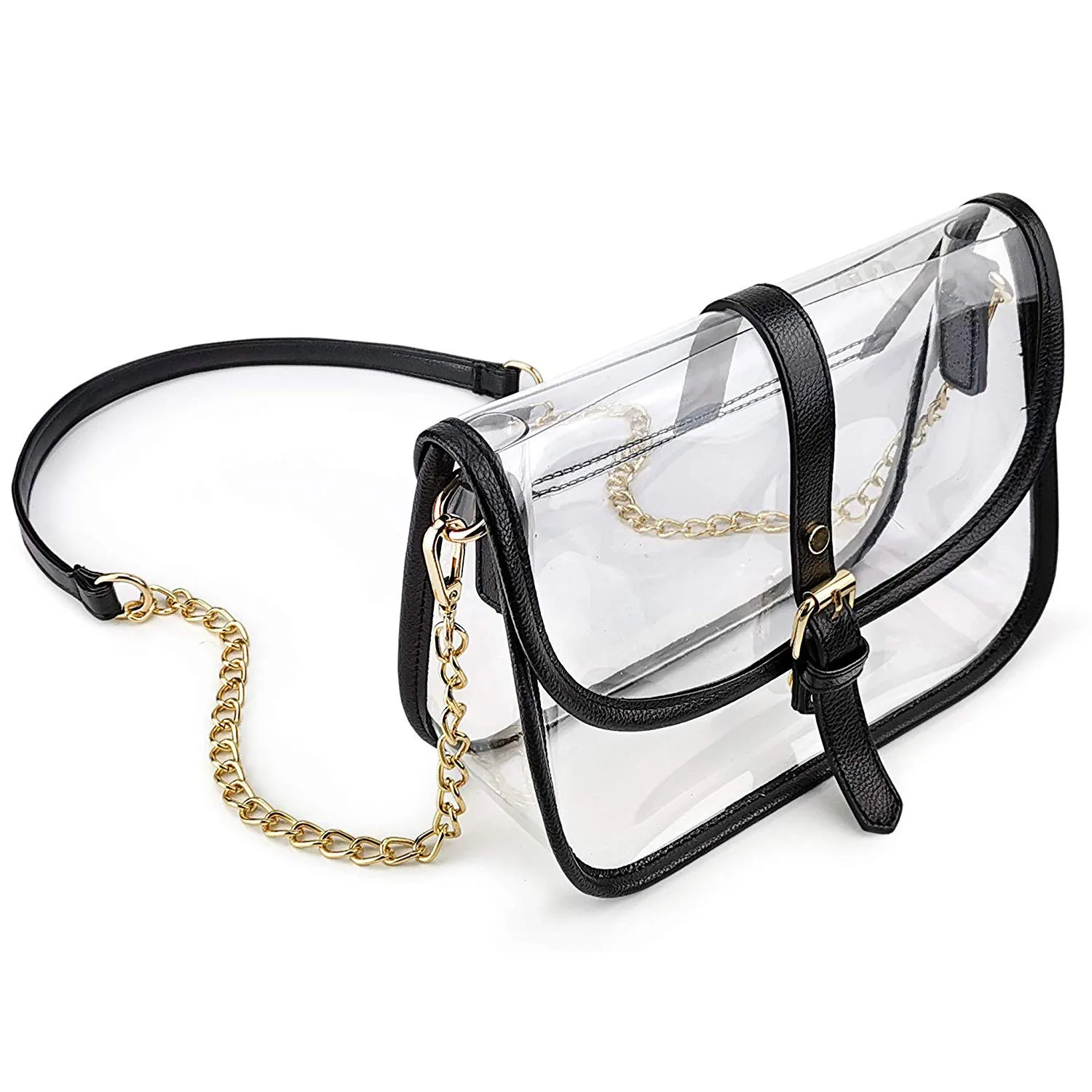 Sac Bandoulière Transparent PVC Approuvé Stade - 18x14x6.5 Cm, étanche, Avec Foulard - Pour Concerts, événements Sportifs
