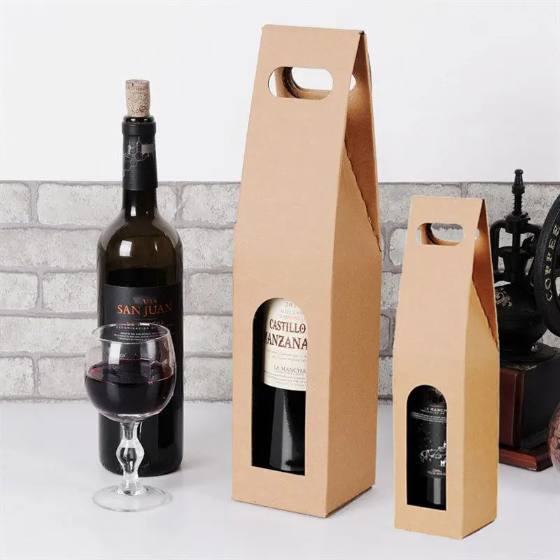 Wholesale Sac Cadeau Custom Logo Design Printing Hand-held Wine Gift Packaging Bag Paper Kraft Red Wine Bags for Wine Bottles