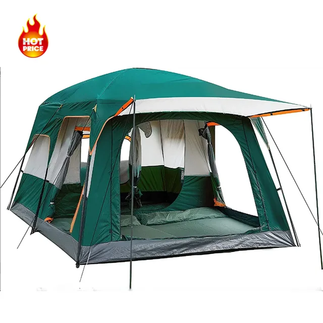 Hot Sell Double Layer Large Tent 8-12 Person Family Cabin Tents Big Tent for Outdoor Picni Camping Family Gathering