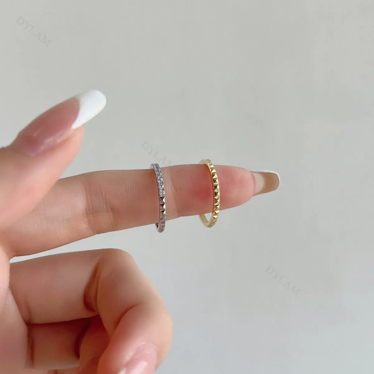 KAKODIY 925 Eternity Wedding Ring 18K Solid Gold Stacked Thin Simple Ring Handmade Bridal Ring Jewelry detail 1