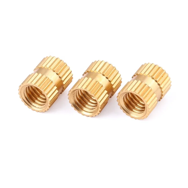 China wholesale custom injection molded female brass knurled insert metal threaded brass inserts nuts for plastic